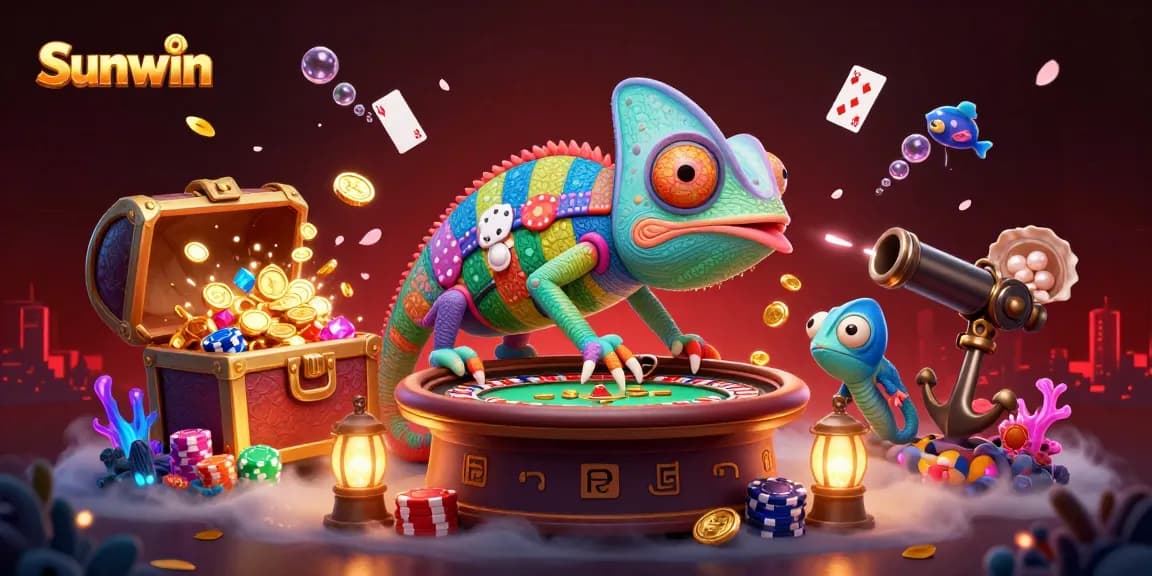 Bridge the excitement with Sunwin, where the chameleon dealer manages gold coins and poker games!
