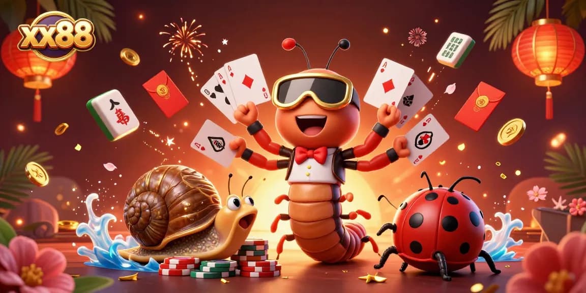 Engage in gaming excitement with xx88 as a millipede dealer fans cards under tropical lights.