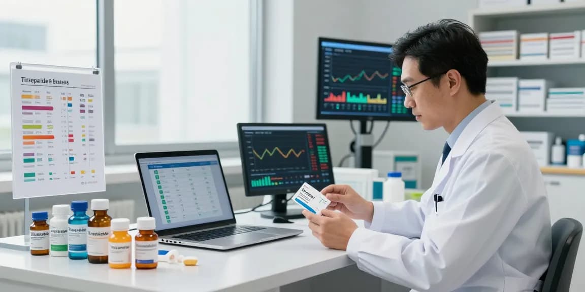 Dynamic healthcare workspace featuring tirzepatide supplier rankings analysis.