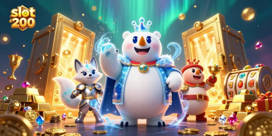 Experience thrilling slot bet 200 action with treasures and vibrant characters in an exciting casino scene.