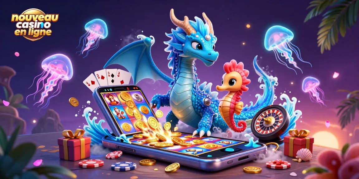 Célébrez le nouveau casino en ligne avec des personnages de dragon océanique et de hippocampe