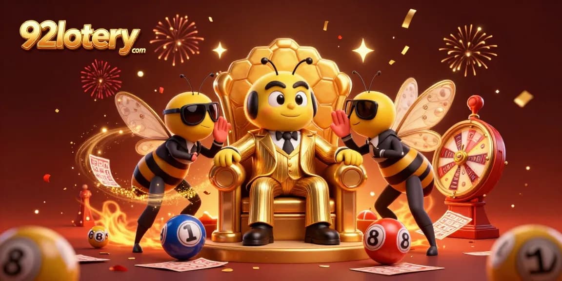 Win big with 92lottery com in a vibrant, animated lottery-themed scene bursting with excitement.