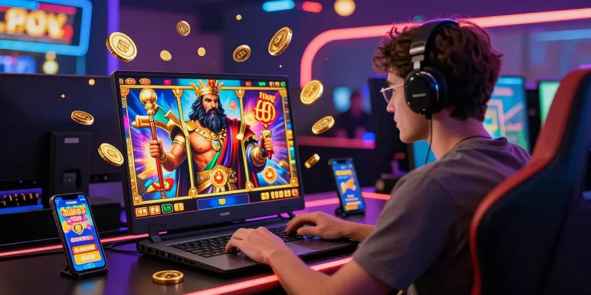 Engaging scene of a player enjoying an online game on situs 888, featuring Zeus-themed graphics.
