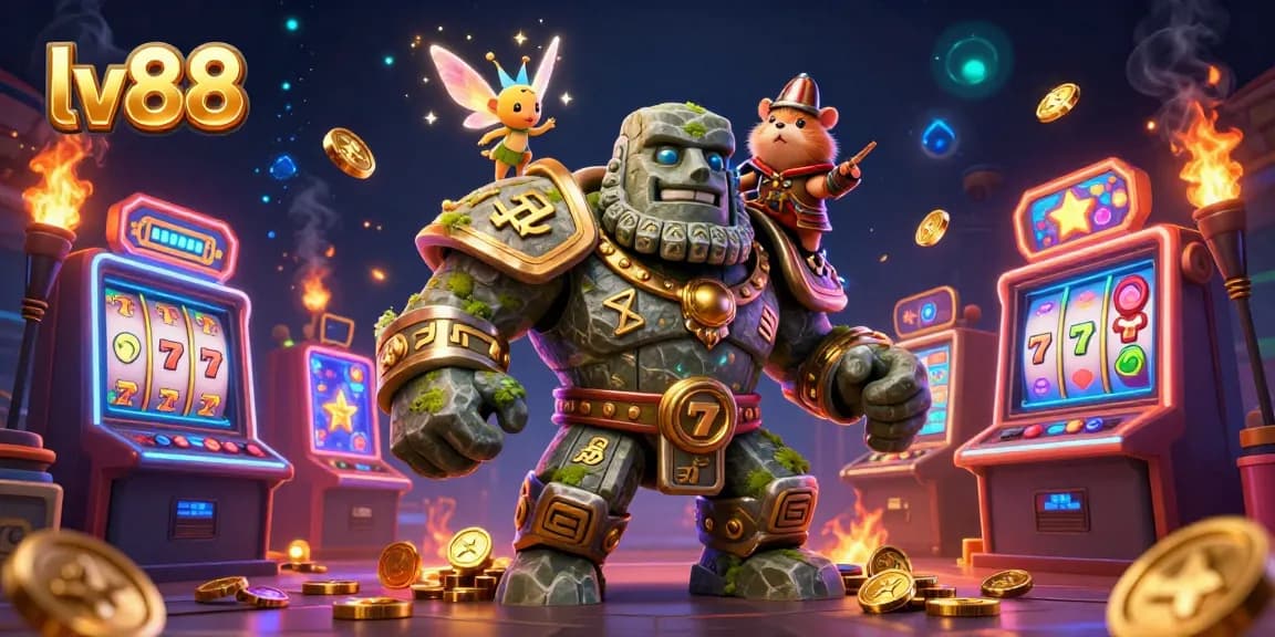 Experience thrilling wins at lv88 with vibrant slot machines and magical characters in an engaging 3D scene.