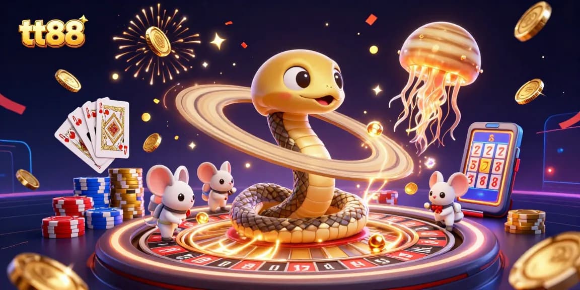 Engage with tt88 by placing bets on a cosmic roulette wheel surrounded by whimsical 3D characters.