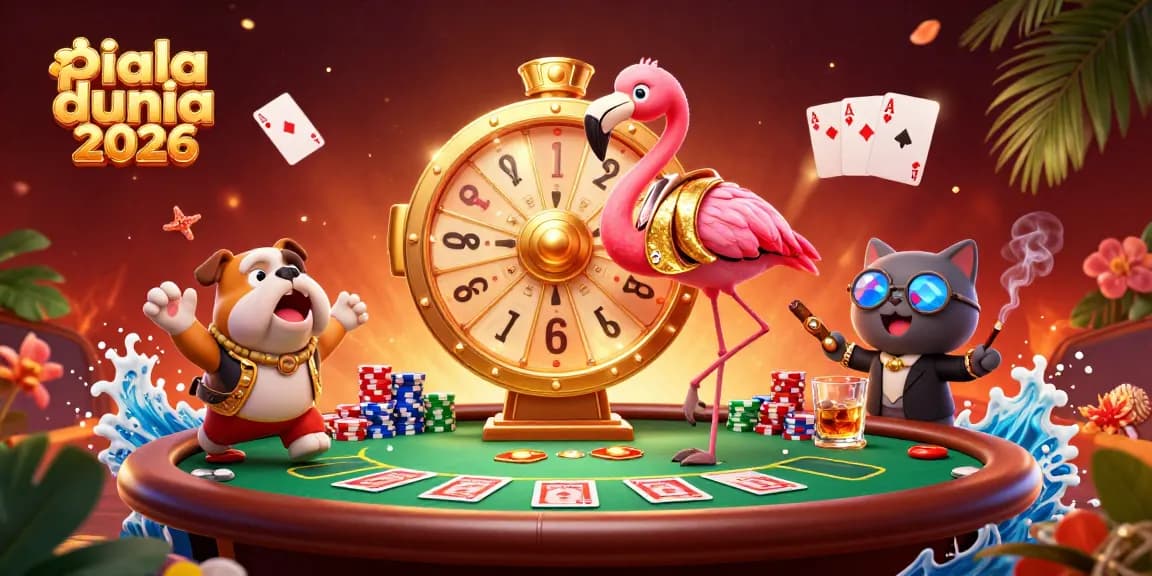 Experience thrilling bets and prizes with piala dunia 2026 in this energetic casino illustration.