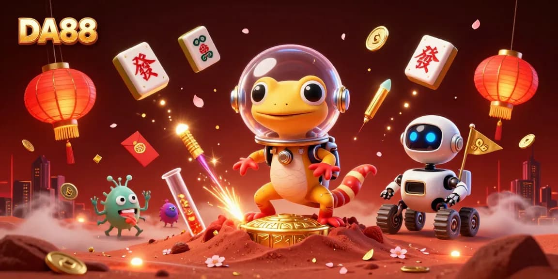 Experience the thrilling world of DA88 with a Martian gecko discovering a golden casino.