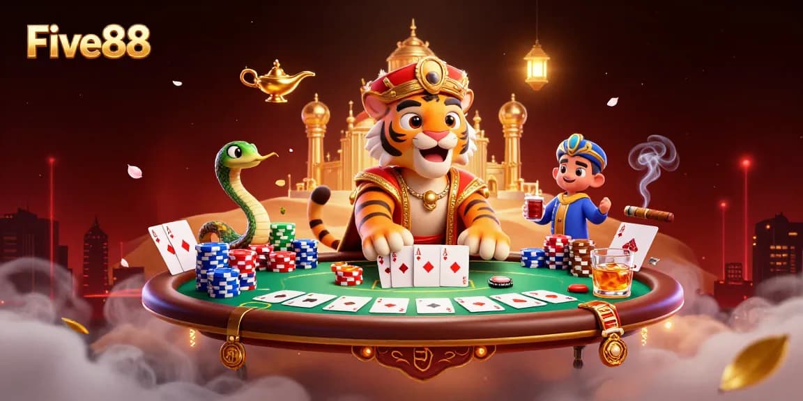 Five88 immerses players in an Arabian-themed casino adventure with vibrant characters and elements.