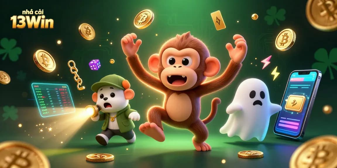 Engage with vibrant games at nhà cái 13Win, where a mischievous monkey juggles winning coins.