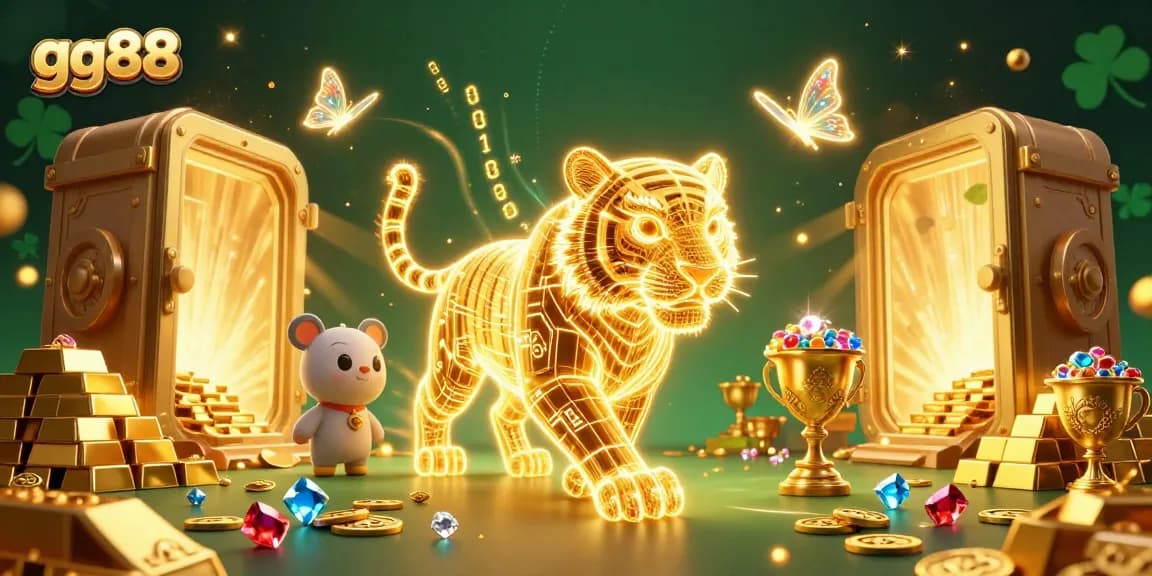 Experience winnings at gg88: neon tiger in a vibrant digital casino packed with treasures and gems.