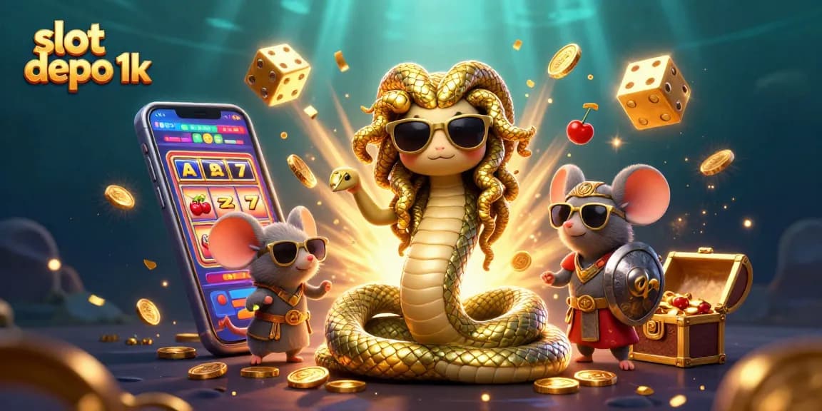 Play thrilling slot depo 1k and discover captivating jackpots in an engaging casino scene.