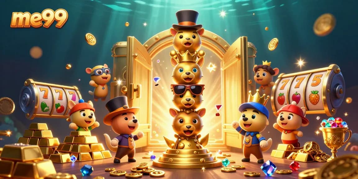 Experience the excitement of me99 with vibrant casino elements and colorful treasures.