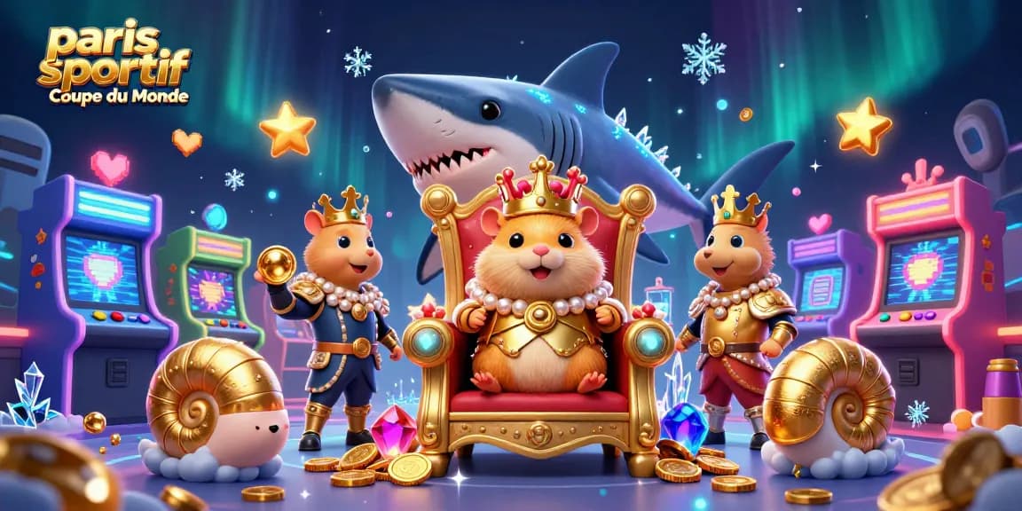 Pariez sur la Coupe du Monde avec le roi hamster entouré de gardes marins dans un univers coloré.