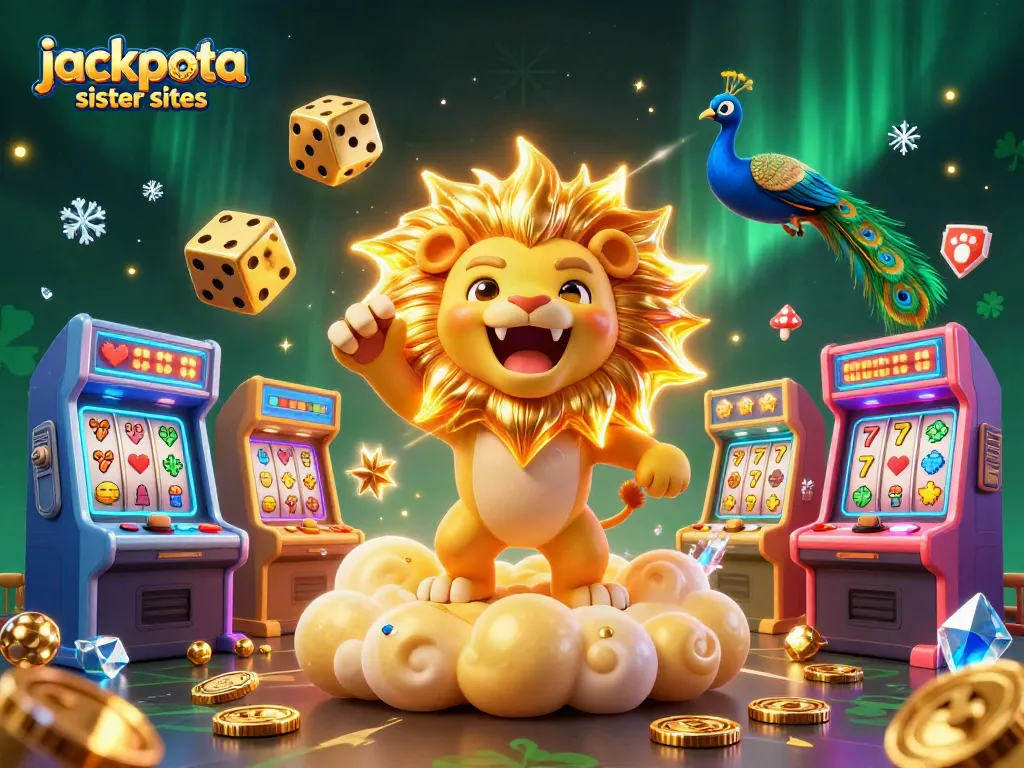 Experience thrilling gameplay at jackpota sister sites with an energetic 3D casino scene full of vibrant game elements.