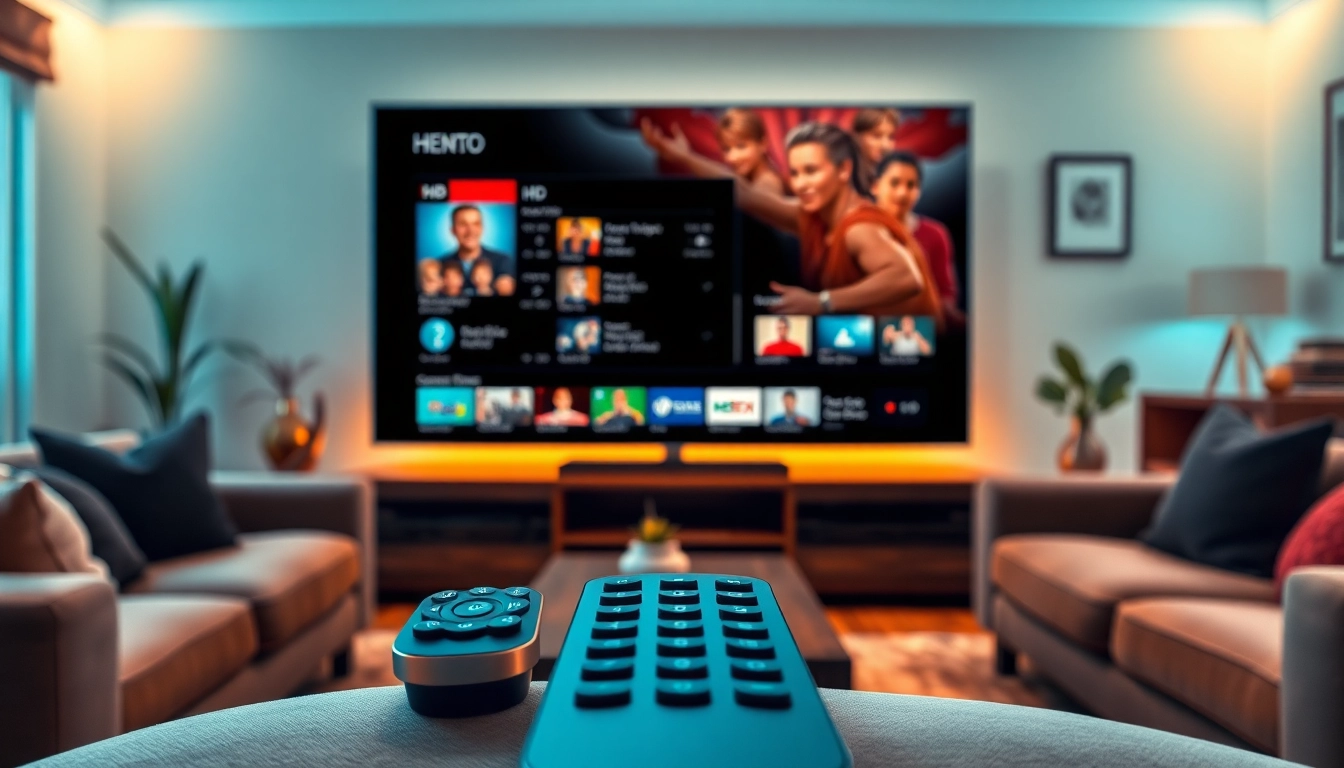 Enjoy a FREE IPTV Trial with a comfortable home entertainment setup and HD screen.
