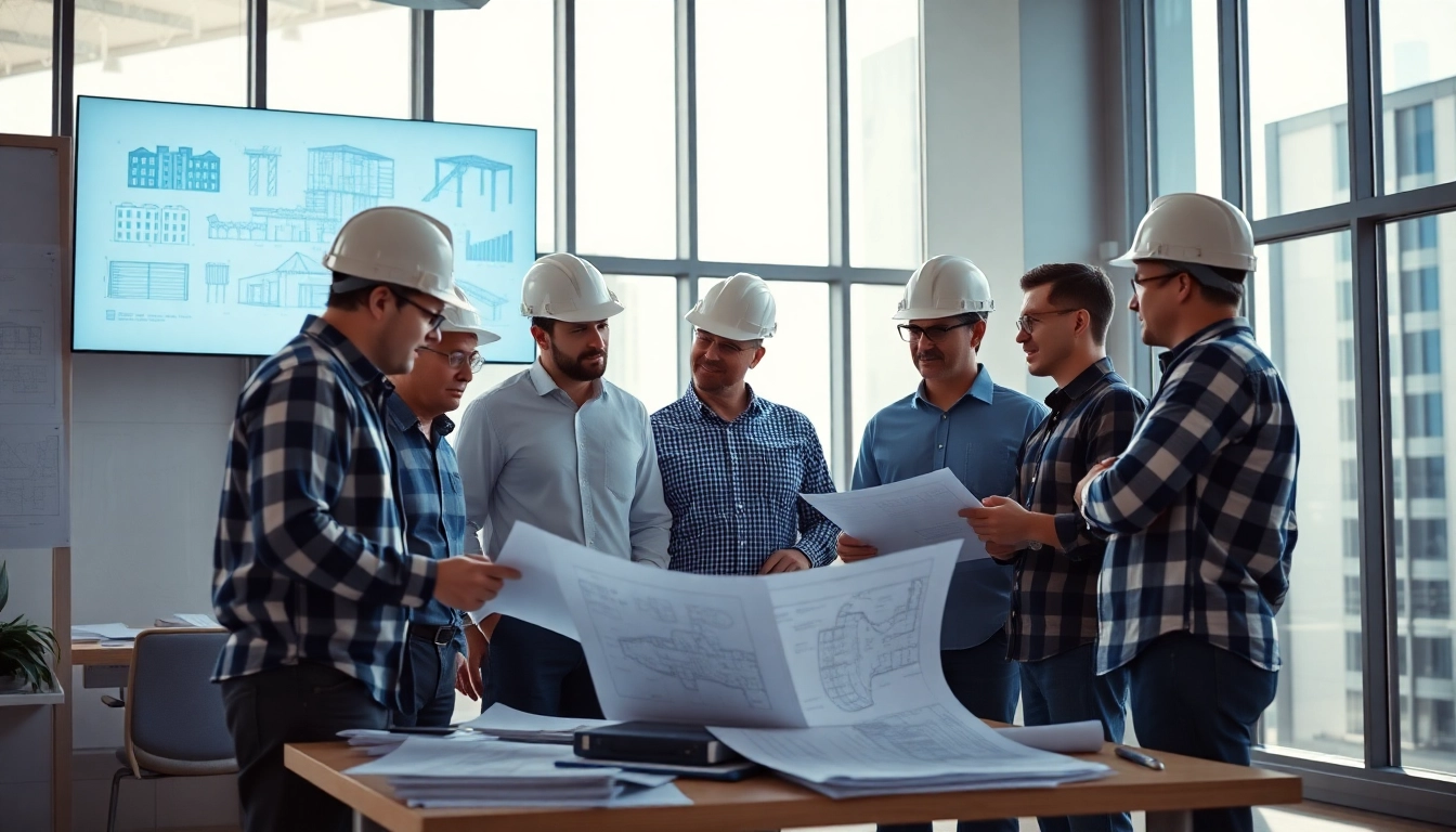 Engaged professionals demonstrating construction industry association benefits in a modern workspace.