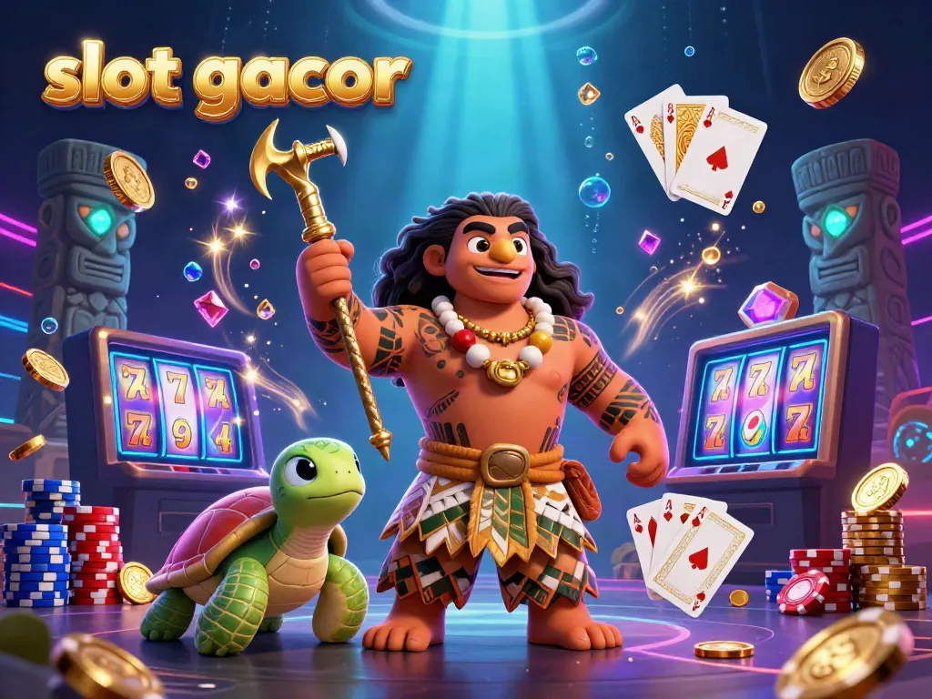 Experience the thrill of slot gacor with dynamic characters and gleaming casino elements.