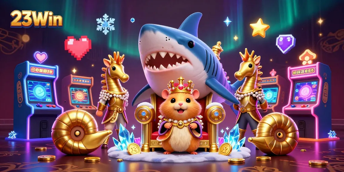 Experience the thrilling atmosphere of 23Win with vibrant characters amidst 3D gaming elements.