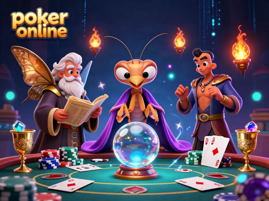 Engage in poker online with vibrant characters and stunning casino elements.
