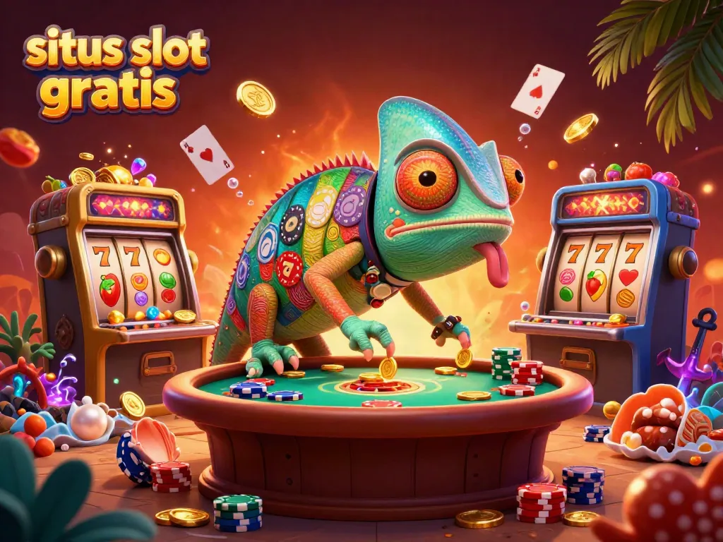 Experience the thrill of situs slot gratis with a vibrant, 3D casino illustration full of excitement.