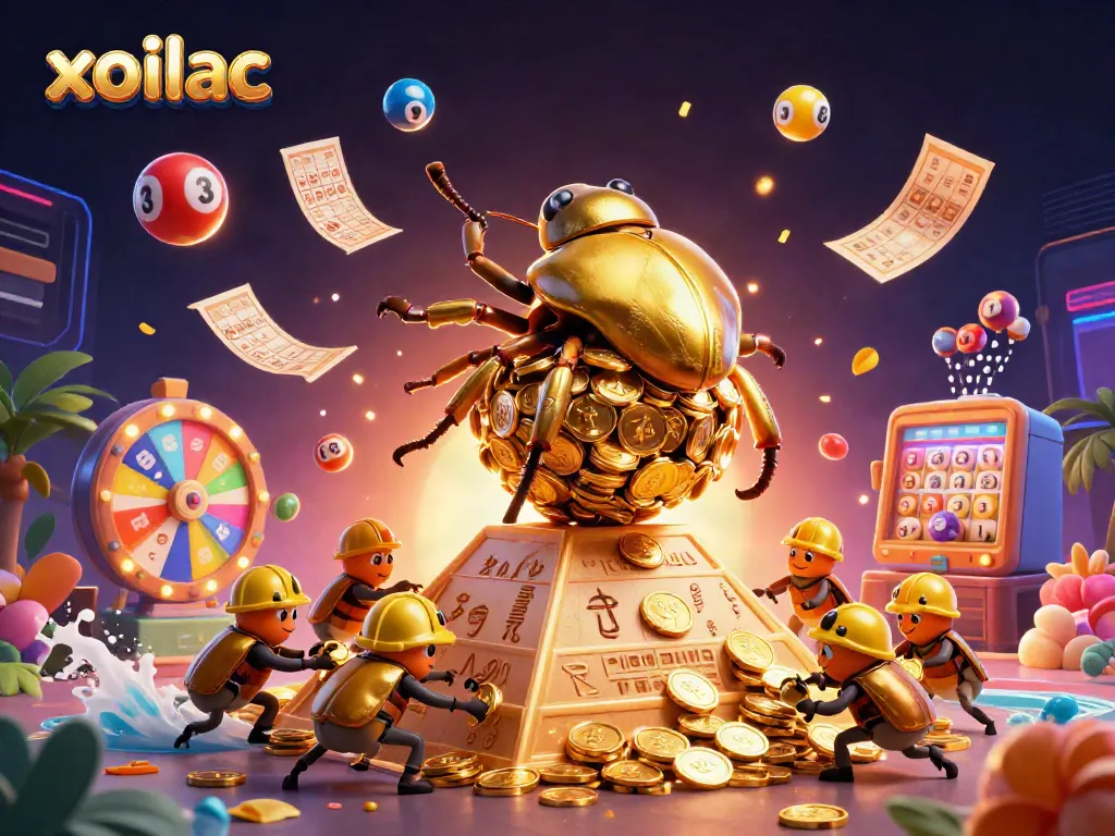 Xoilac enhances your luck with vibrant lottery balls and golden coins rolling to victory.