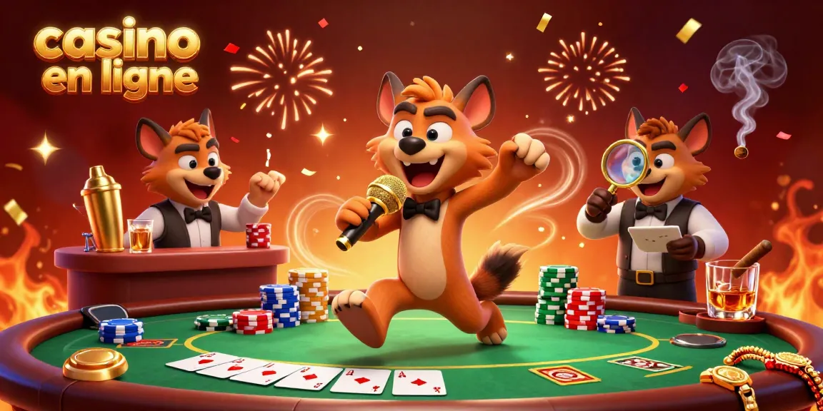 Un groupe d'hyènes animées dans un club de casino, évoquant l'ambiance du casino en ligne.