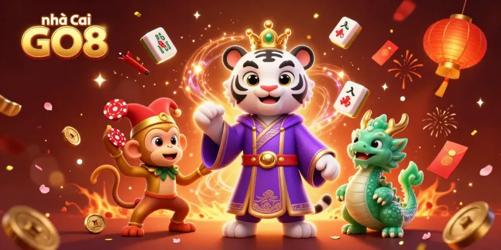 Experience the excitement of nhà cái GO8 with vibrant casino characters and elements.