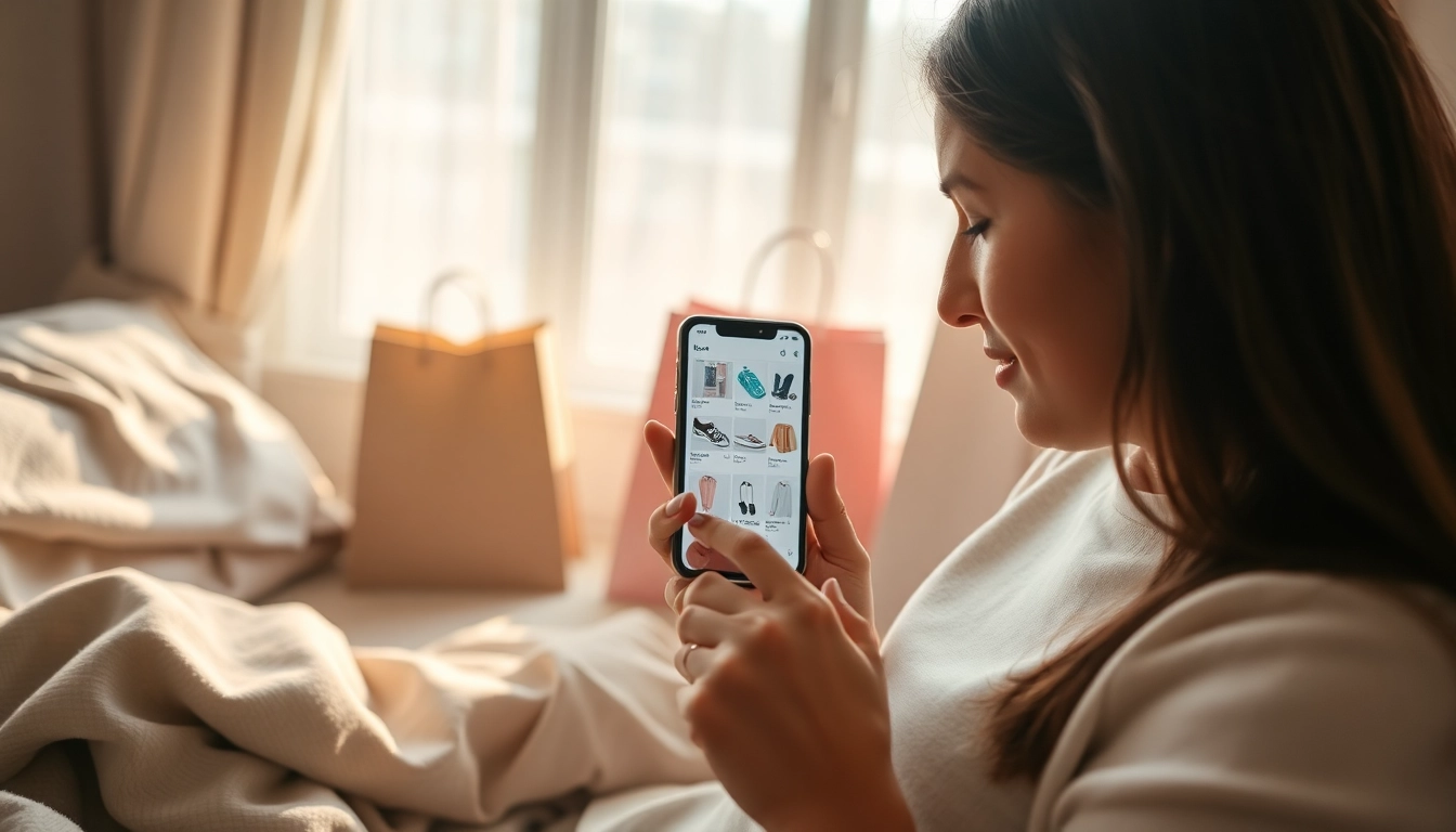 Explore the ease of online shopping apps with a user actively browsing a shopping application.