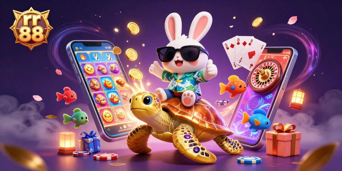 Experience rr 88 with the lucky rabbit and golden sea turtle in an exciting casino scene!