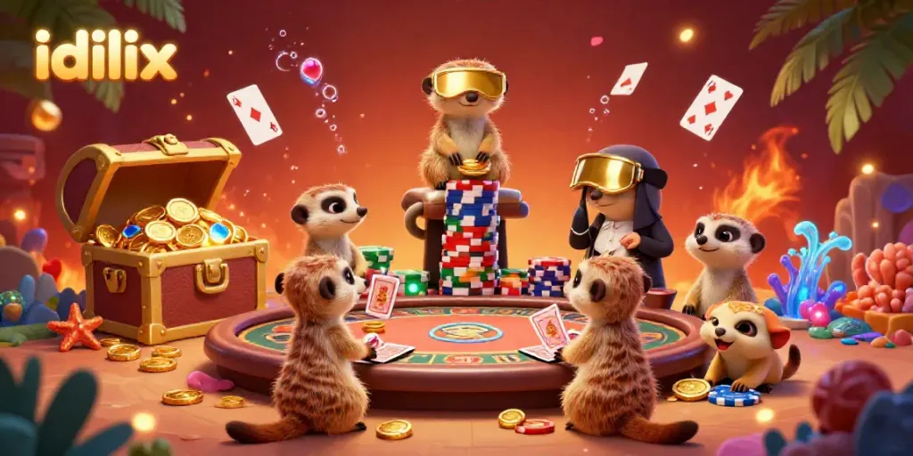 Experience excitement with idlix as meerkats manage a thrilling casino atmosphere amidst treasures.