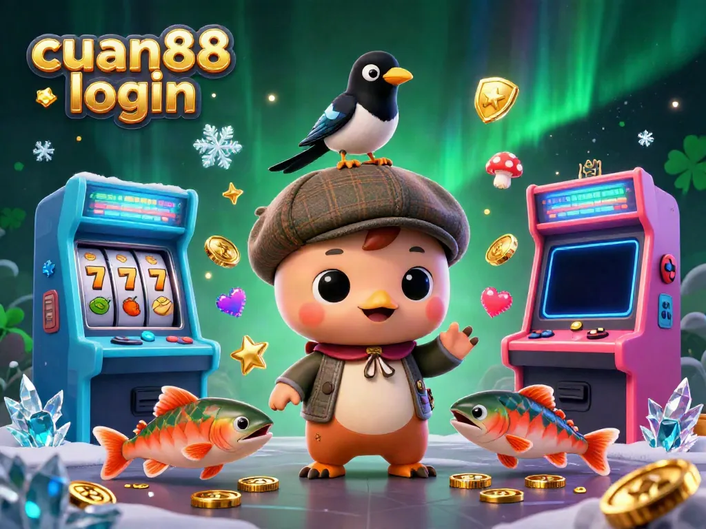 Join the fun with cuan88 login featuring cartoon Nessie and gaming elements in a vibrant casino scene.