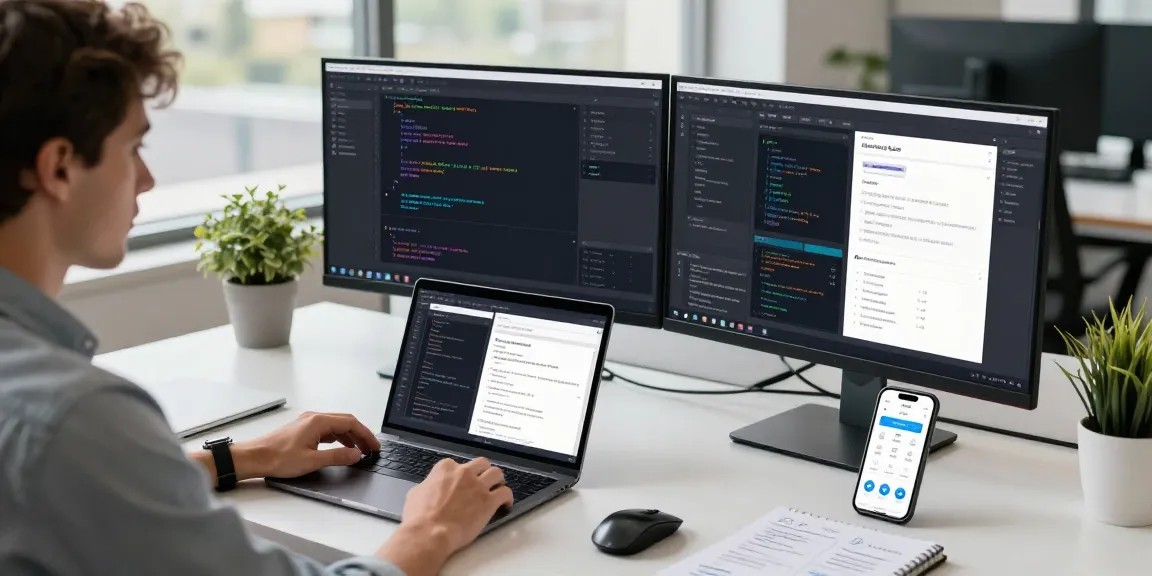 Developer optimizing app performance to buy android installs in a modern tech workspace