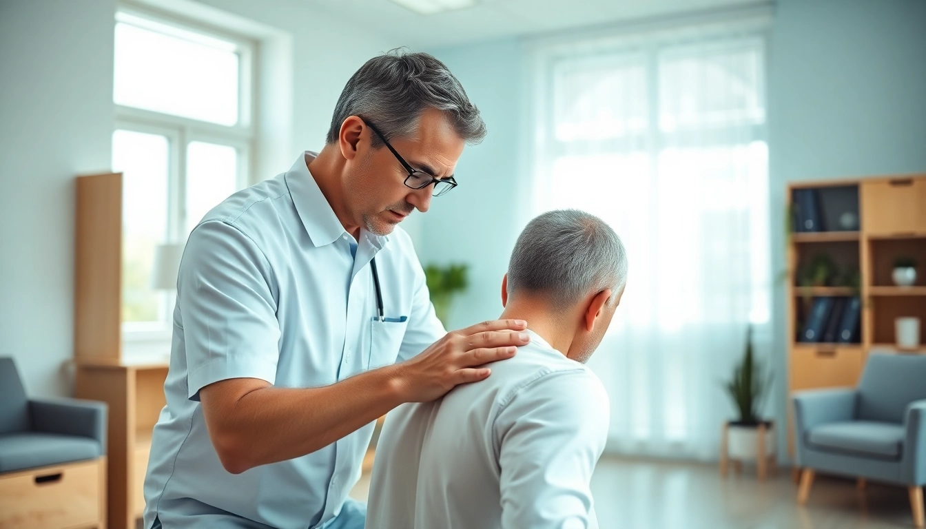 Professionally demonstrating back pain treatment techniques in a relaxing clinic environment.