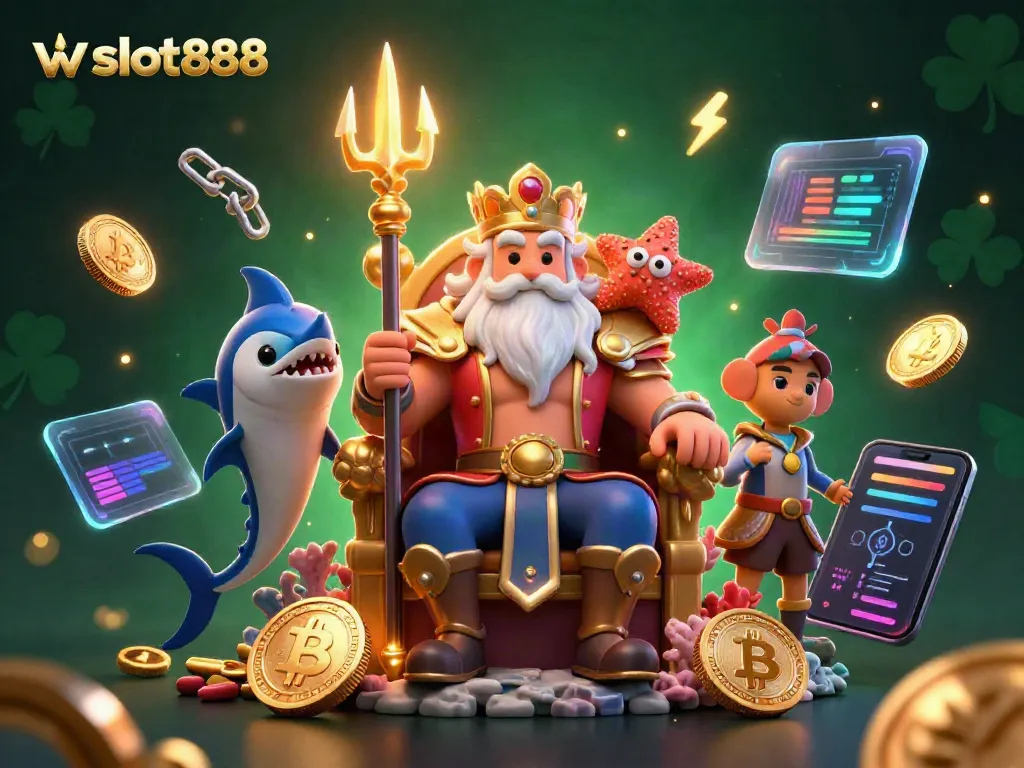 Permainan wslot888 yang seru dengan putaran slot, ikan, dan elemen kabar digital yang menarik.