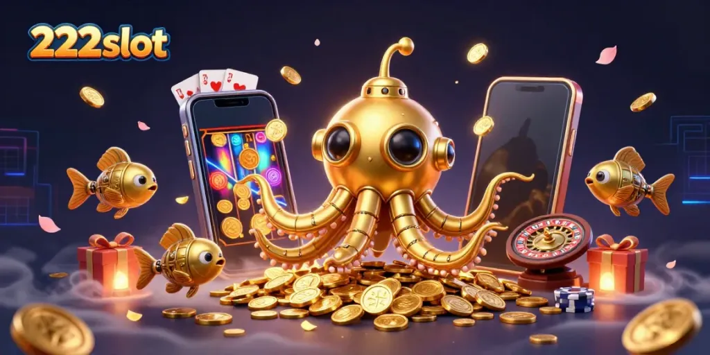Menangkan hadiah menarik di 222slot dengan ilustrasi kasino digital yang kaya warna.