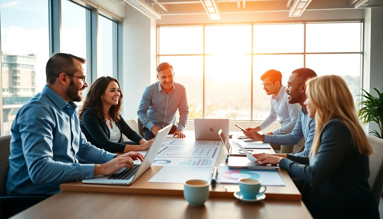 Engaging team at a digital marketing agency Australia strategizing in a modern office.