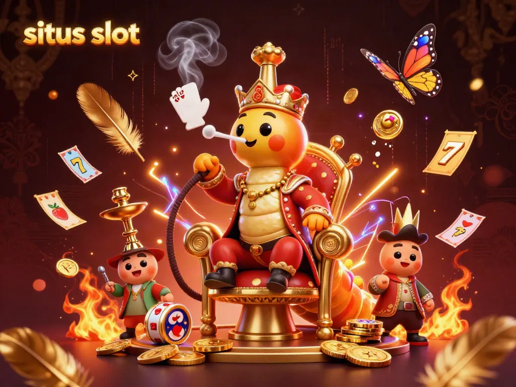Ilustrasi 3D meriah tentang situs slot dengan karakter unik dan elemen permainan yang menarik.