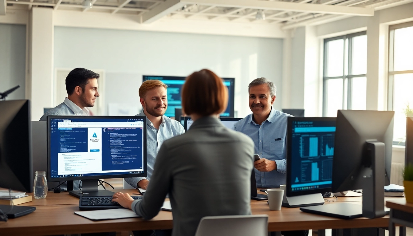 Engage with AI proposal writing software for federal contracts in a modern office setting.