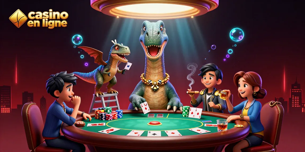 Plongez dans le poker en ligne avec ce brontosaurus au casino en ligne.