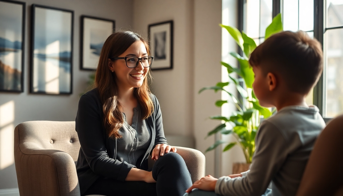 Engage with an ADHD Therapist providing compassionate support in a calming therapy space.