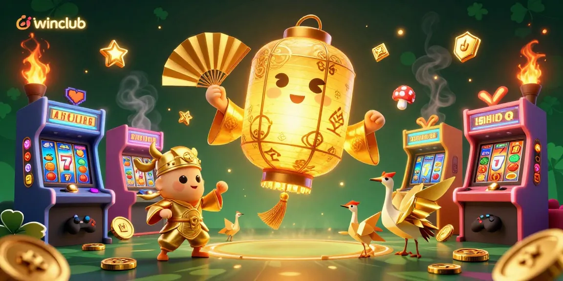 Experience the thrill of iwinclub with a dazzling 3D casino scene featuring golden lantern and slot elements.
