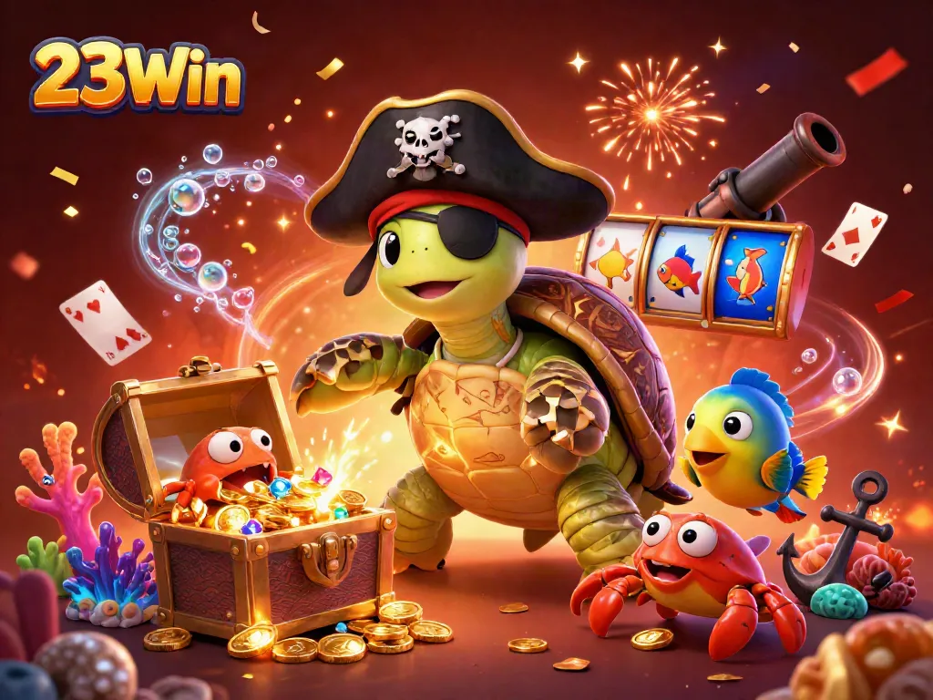 Play slots with excitement at 23Win while enjoying colorful underwater treasures and vibrant casino action.