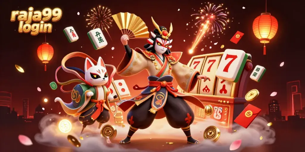 Engage with the exciting raja99 login scene filled with rich casino elements and lively characters.