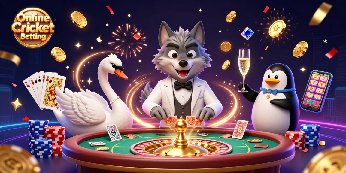 Experience Online Cricket Betting excitement with vibrant, dynamic casino characters and elements.