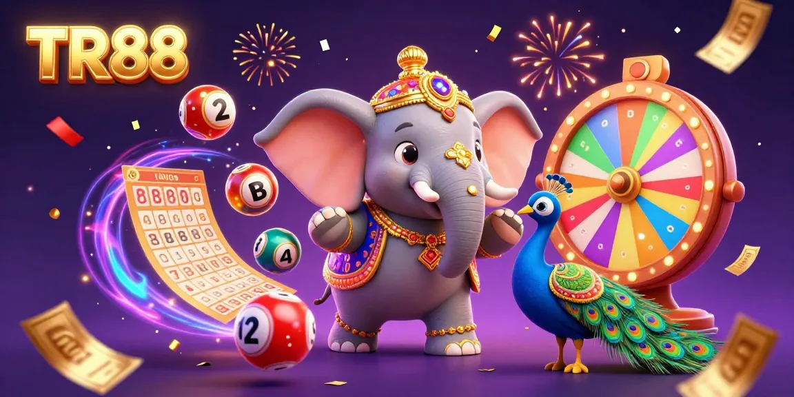 Experience winning opportunities with TR88's vibrant casino atmosphere featuring lively characters and dynamic game elements.