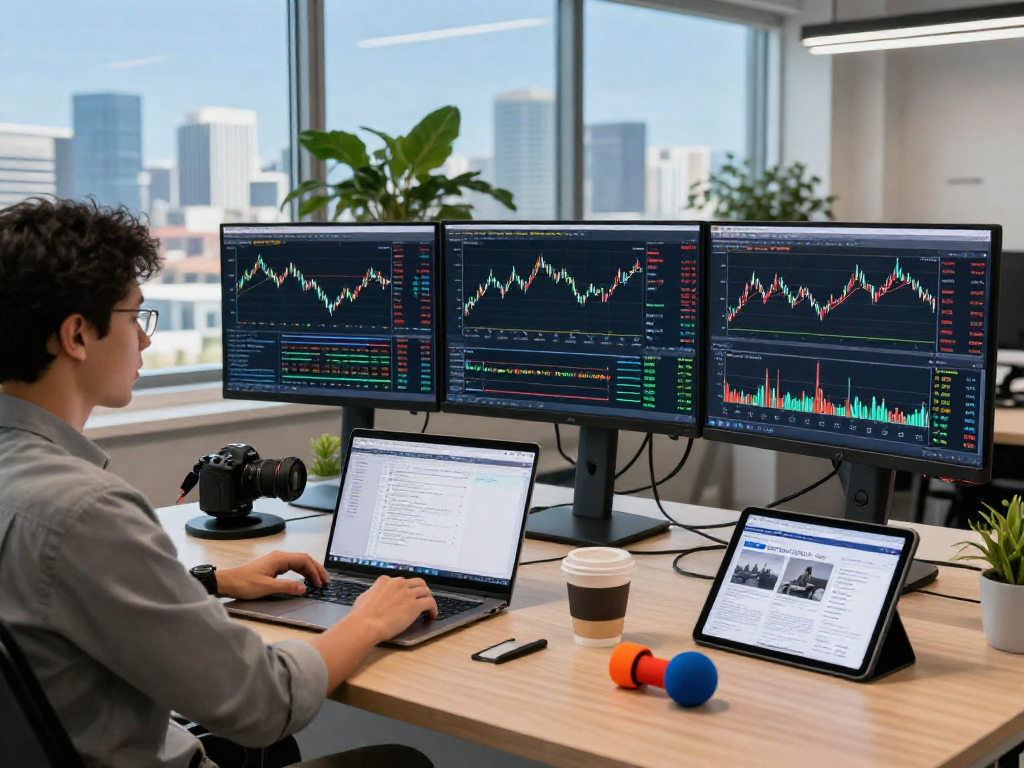 Real-time forex trading API analysis in modern office setting integrating agricultural high frequency API for accurate data.