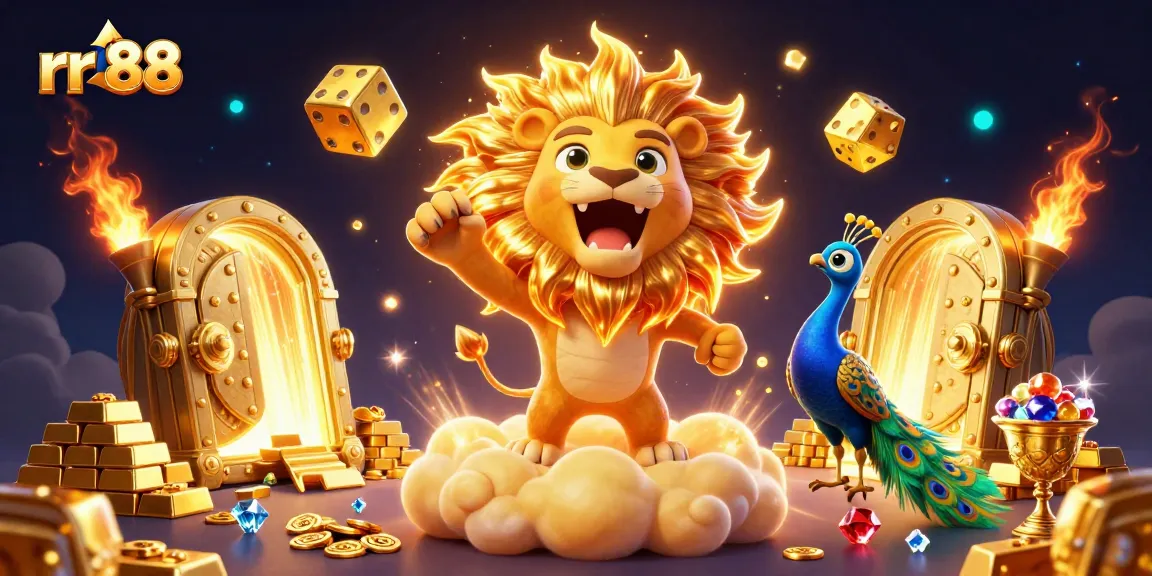 Experience the thrill of rr 88 gaming with an ultra-detailed casino scene featuring gold and vibrant colors.