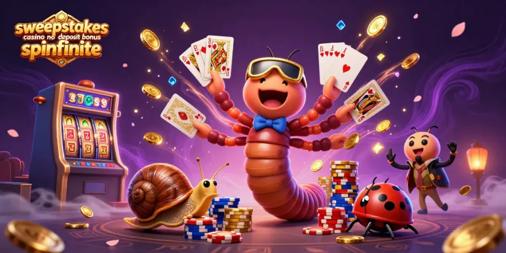 Engage in fun with sweepstakes casino no deposit bonus spinfinite amidst vibrant casino elements.
