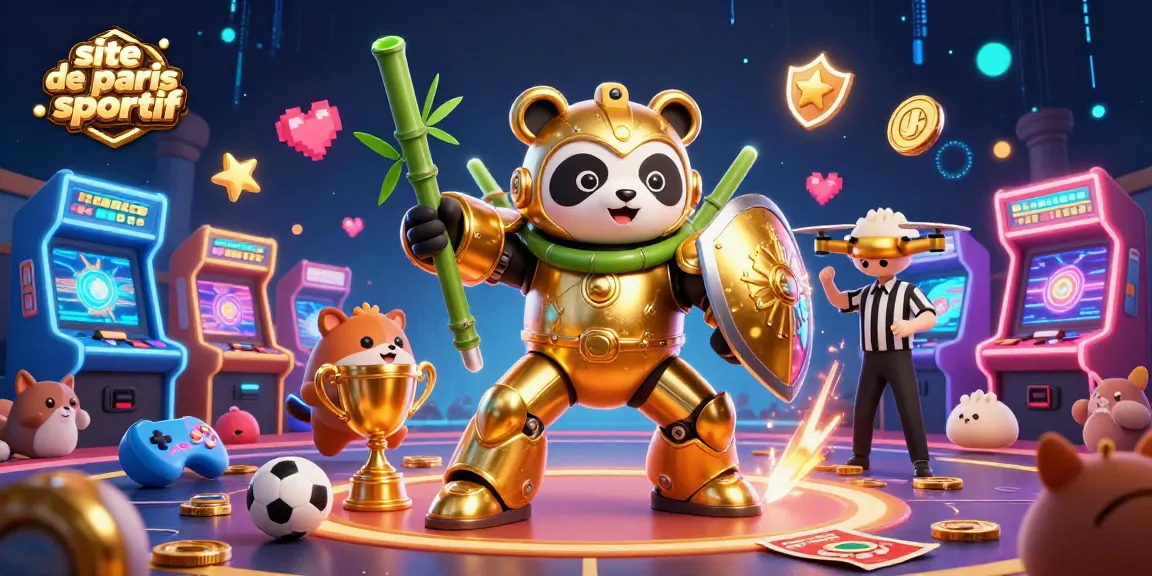 Plongez dans le site de paris sportif avec des animaux animés par des paris sportifs entourés de jeux d'arcade colorés.