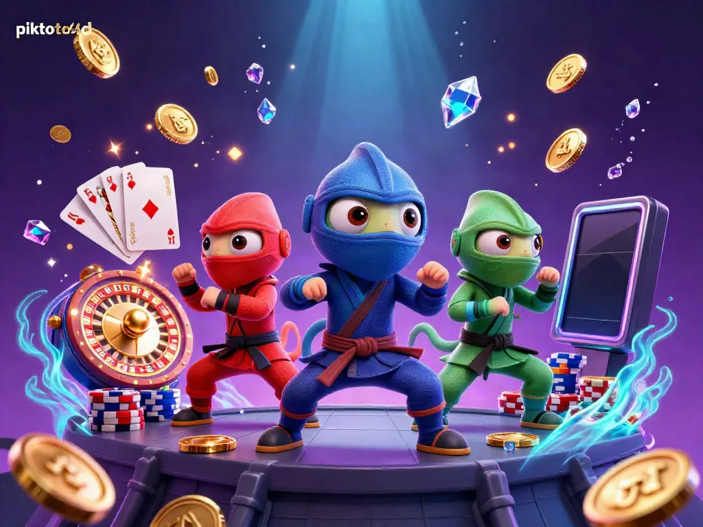 Engage with piktoto4d’s thrilling casino adventure featuring ninja chameleons, gold coins, and vibrant gaming elements.